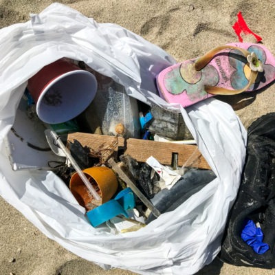 Plastic and trash found at the beach